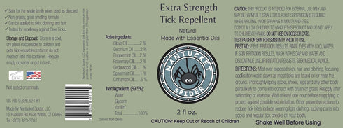 Nantucket Spider Extra Strength Tick Repellent Spray, 2 fl oz, Pack of 3, DEET Free, Organic Essential Oils