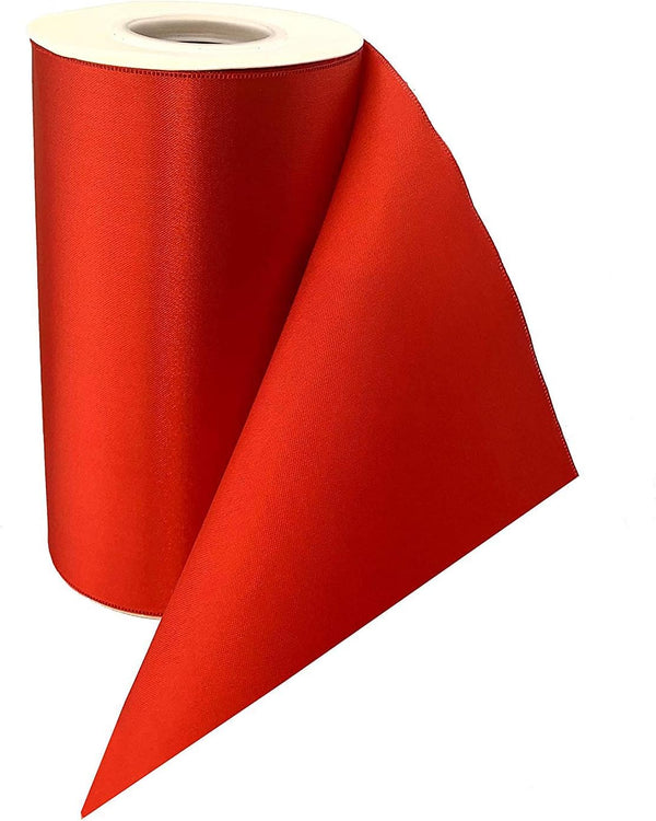 Grand Opening Ceremony Red Ribbon, 6" x 25 Yards, Double Wide Satin for 4th of July, Patriotic Decor