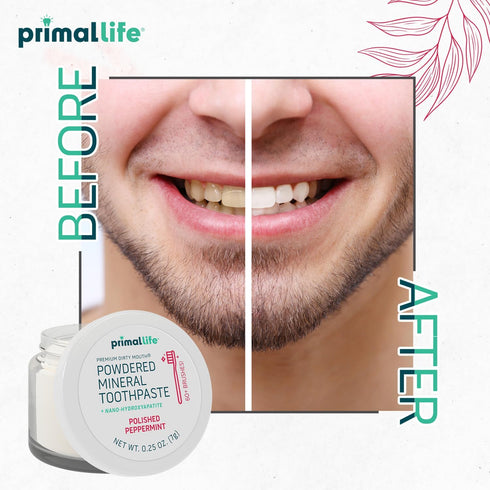 Primal Life Organics Dirty Mouth Toothpowder, Organic Tooth Cleaning Powder, Peppermint, 0.25 oz