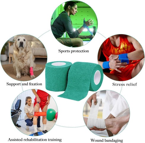 32 Rolls Self Adhesive Bandage Wrap, 2 inch Cohesive Stretch Bandages for Sports Swelling Sprains