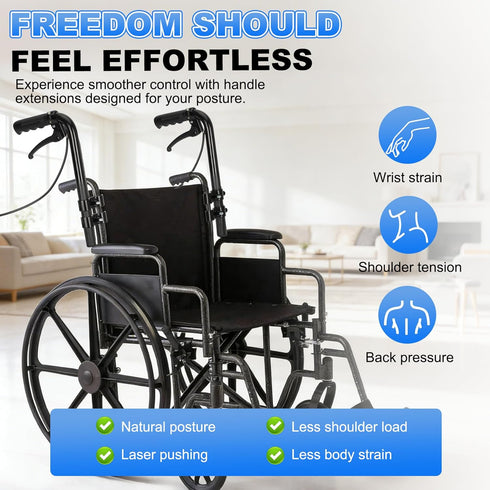 Deerdtride Upgraded Wheelchair Handle Extenders with Brake and Reinforced Design, Adjustable Universal Extension