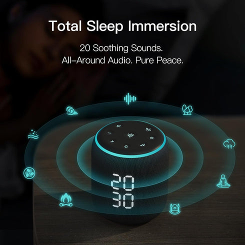 REACHER Sound Machine Alarm Clock for Kids, Portable Sound Machine for Sleep Friendly, Small Rechargable Bluetooth