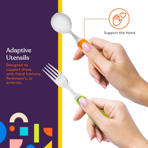 Special Supplies Adaptive Utensils Set, 5-Piece Kitchen Set for Hand Tremors, Arthritis, Parkinson’s Use
