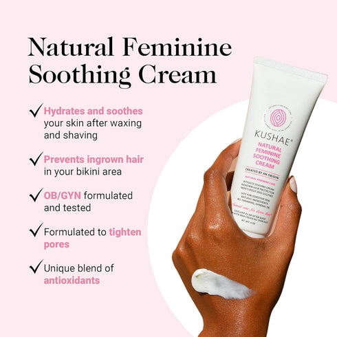 Kushae Feminine Soothing After Shave Cream, Natural Aloe-Based Moisturizer for Women, 4oz