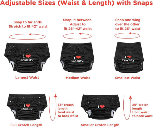 Littleforbig Adjustable Waterproof Cloth Adult Diaper Wrap - I Love Daddy Black