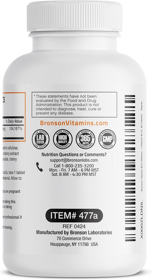 Vitamin B12 2500mcg Shot of Energy | Fast Dissolve Chewable Tablets | Cherry Flavored Sublingual B12 Vitamin