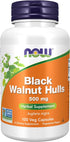 NOW Foods Black Walnut Hulls Supplement, 500 mg, 100 Veg Capsules