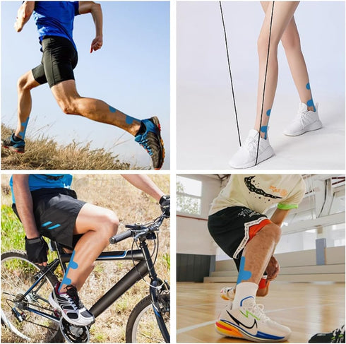 Xemz 12 Precut Kinesiology Tape for Achilles Tendon, Pcs Elastic Athletic Tape Leg Support Muscle Tape Patches