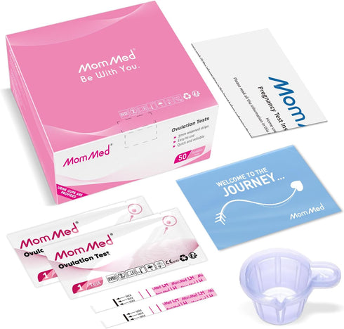 MomMed 50 50 Ovulation Test Strips, LH Ovulation Predictor Kit with Collection Cups, Accurately Track Ovulation Test