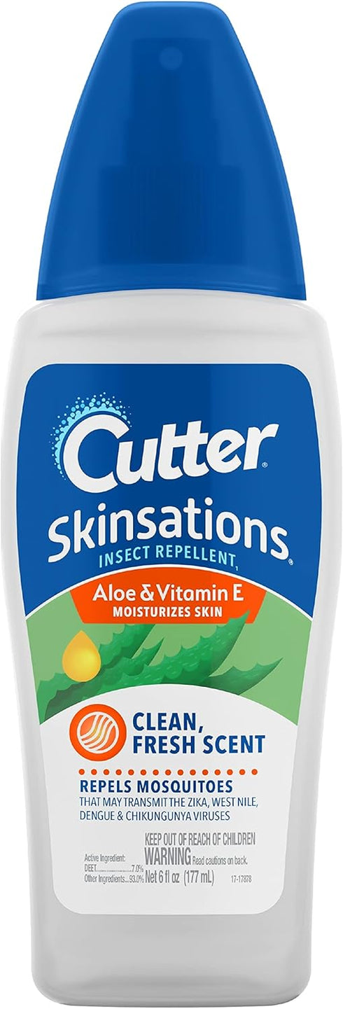 Cutter Skinsations Insect Repellent, 6 fl Ounce Pump Spray, Repels Mosquitoes with 7% DEET