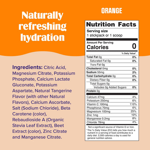 Ultima Replenisher Daily Electrolyte Powder Drink Mix, Sugar Free, Orange, 30 Servings, Keto Friendly