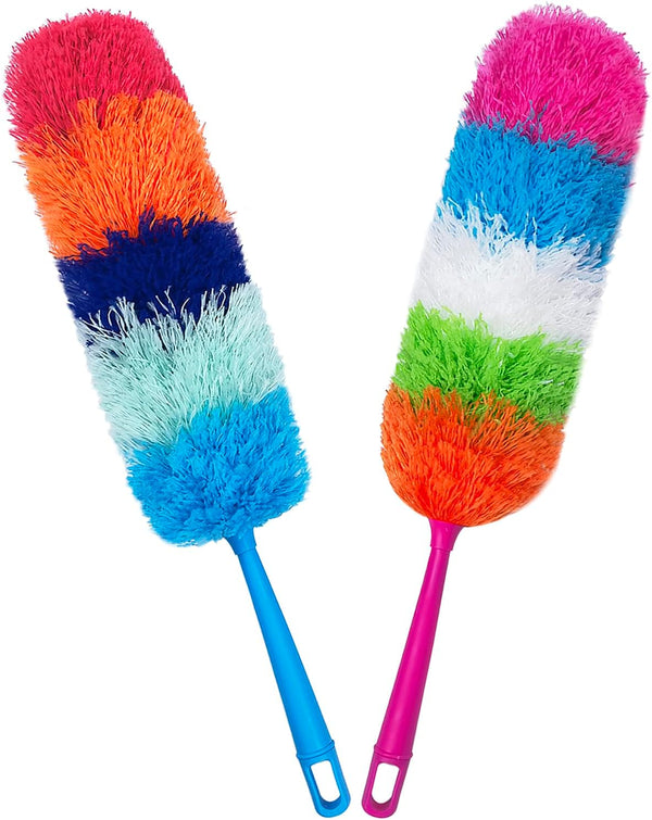 2 Pack 22-Inch Rainbow Reusable Microfiber Dusters, Bendable Washable Feather Duster for Home, Office, Car Cleaning