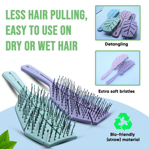 Eco-Friendly Hair Brush with Extra Soft Bristles, Vented Detangler for Wet and Dry Hair, Sky Color