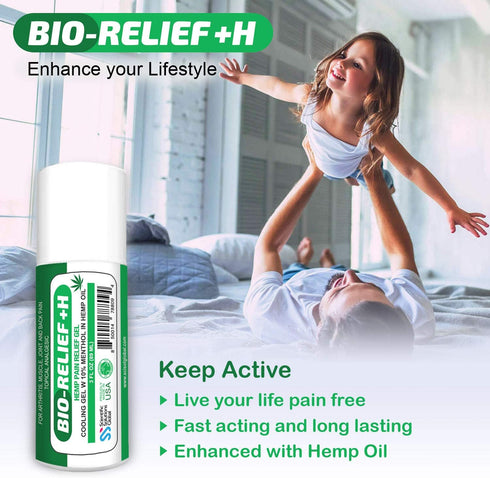 Fast Acting Hemp Pain Relief Gel with Menthol, Cooling Topical Analgesic Roll-on for Muscle and Joint Pain Relief