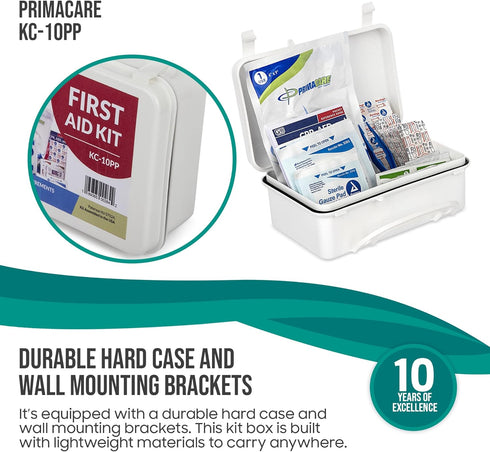 Primacare KC-10PP 10 Person Compact First Aid Kit, 102 Pieces Emergency Medical Supplies, Portable Kits for Home,