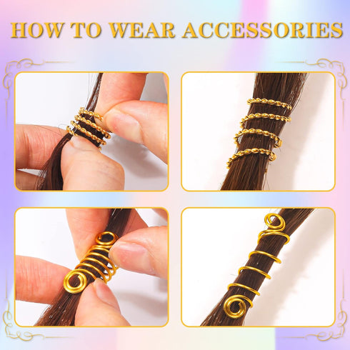 Jollidecor 259PCS Hair Jewelry Accessories for Women, Braids and Dreadlock Adornments with Gold Beads