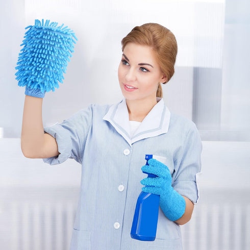6 pcs Microfiber Dusting Mitt Gloves, Washable Car Wash Mitt for Cleaning