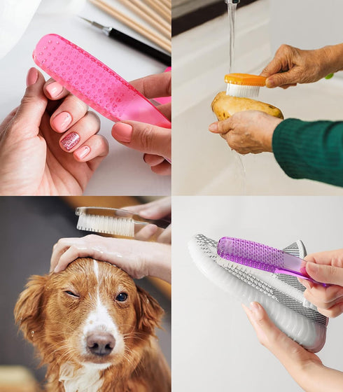 Nail Brush for Cleaning Fingernails - 4 Pack Handle Grip Nail Brushes for Cleaning Nails and Toes for Women and Men