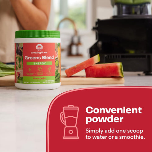 Amazing Grass Greens Superfood Energy Powder, Plant Based Caffeine, 60 Servings