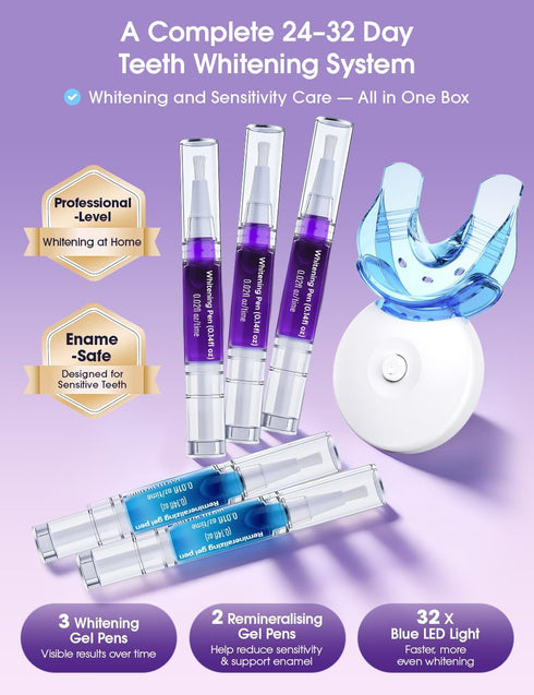 KYNOVEX Light,35% 3 2 Teeth Whitening Kit with LED Pap Purple Tone Balancing Formula, Whitening Pens & Desensitising