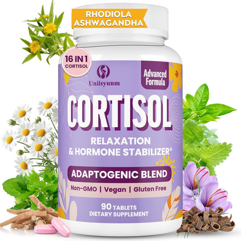 Uniisyunm Cortisol Supplements for Women, 16 IN 1 Cortisol Detox for Women, with