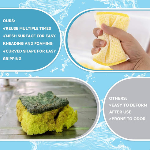 12PCS Scrubbing Sponges, Scrubbing Pad for Home and Kitchen, Multiple Purpose Cleaning Pad for Stove, Dish, Bowl, Sink