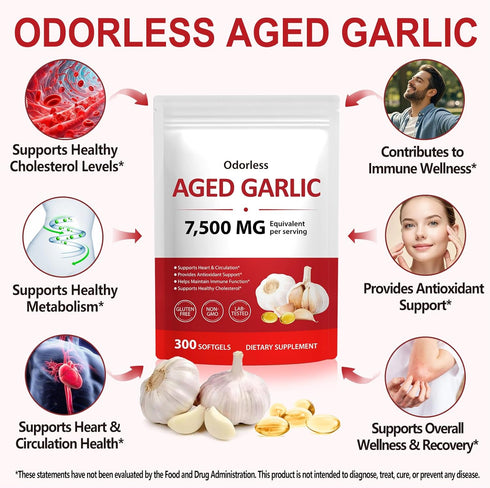 Immune 300 Count (1) Aged Garlic Extract Capsules, Garlic Supplements, Organic Odorless Garlic Softgels for Support