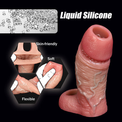Linsetoy 6.7'' Girth Thick Realistic Penis Sleeve Cock Sleeve,Cock Ring Penis Extender Ultra-Soft Silicone Cock Sleeve