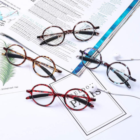 DOOViC Round Reading Glasses, Blue Light Blocking Flexible Lightweight Readers, Fashion Design Tortoise Glasses +2.75