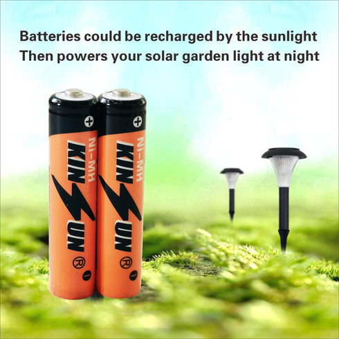 KINSUN AAA 700mAh 1.2V NiMH Rechargeable Batteries for Outdoor Solar Garden Lights (16 Pieces)
