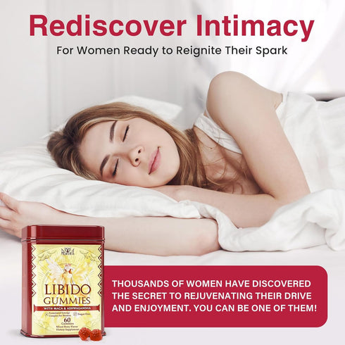 Hewvrix 1500mg 1000mg B6, 0 60 Gummies Libido Booster for Women with Maca & Ashwagandha, Vitamin D & for Energy, Mood