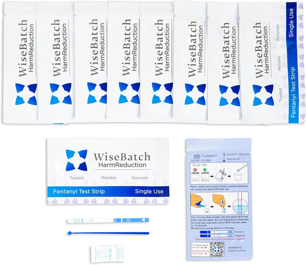 WiseBatch Harm Reduction WiseBatch Fentanyl Test Strip + MicroScoop and Instructions, Pack of Ten (10)