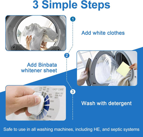 Eco Laundry Whitener Sheets 78 Count, Binbata Unscented High Concentrated Laundry Bleach for Sensitive Skin