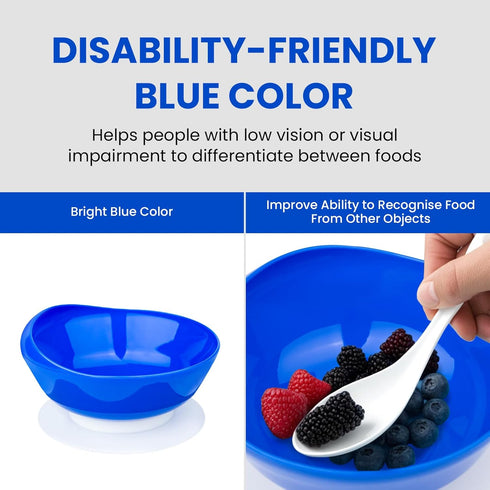 2Pack Spill Proof Scoop Bowl with Non-Skid Suction Base, Adaptive Self-Feeding Dinnerware for Elderly and Disabled
