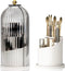 Makeup Brush Holder Organizer with Lids, 360° Rotating Clear Dustproof Container Box, Vanity Spinning Cosmetic Tools