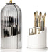 Makeup Brush Holder Organizer with Lids, 360° Rotating Clear Dustproof Container Box, Vanity Spinning Cosmetic Tools