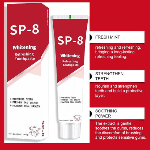 Vitacamy 2Pcs SP8 Toothpaste,SP-8 Probiotic Whitening ToothpasteUltra Whitening,Provides Total Protection for Gums