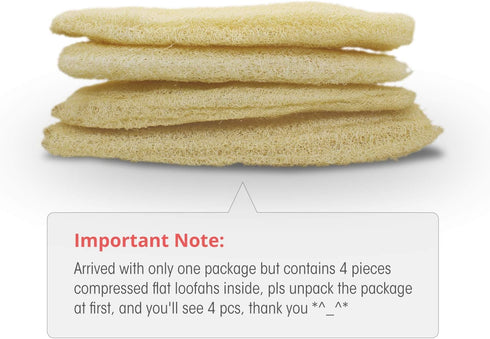 Natural Organic Large Loofah Sponges, Exfoliating Shower Bath Scrubbers for SPA Beauty, Pack of 4