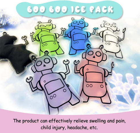 Boo Boo Ice Packs for Kids, Reusable Baby Ice Pack Gel Cooling Pad for Pain Relief, Tired Eyes (Set of 6)