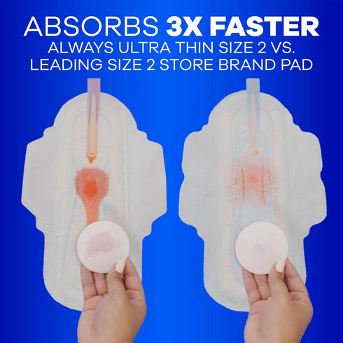 Always Ultra Thin Feminine Pads, Size 2, Long Super Absorbency, Unscented, 40 Count x 3 Pack (120 Count)