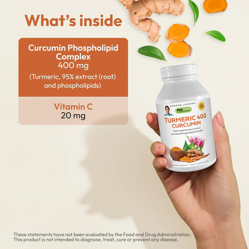 ANDREW LESSMAN Turmeric 400-60 Capsules, 95% Curcuminoids for Optimum Benefits and Greater Absorption