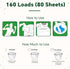 Laundry Detergent Sheets Fresh Scent, Eco-Friendly, Hypoallergenic, Powerful Cleaning, 80 Sheets, Up to 160 Loads