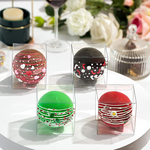 JCXGRVC 100Pack 3" x3x3 Clear Hot Chocolate Bomb Boxes Small Gift Boxes Cupcake Boxes Candies Box Birthday Wedding