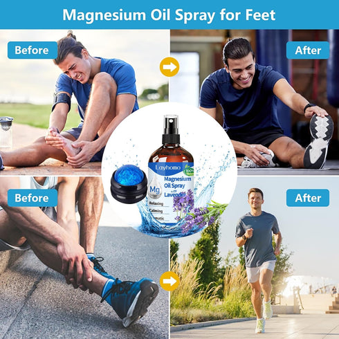 Layhomo Magnesium Oil,Magnesium Oil for Feet,Pure Magnesium Spray for Sleep,Topical Magnesium for Soothing Sore Muscles