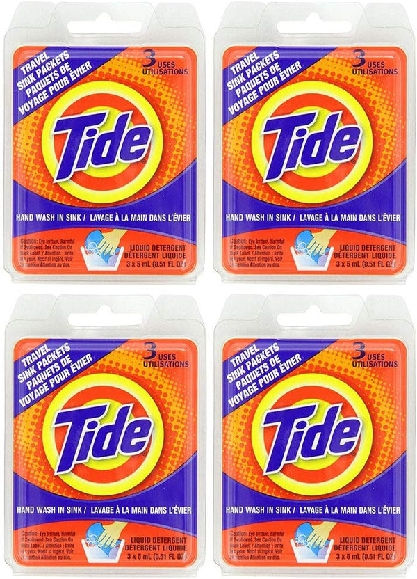 Tide Travel Sink Packets, 4 Packs of 3