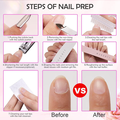 Makartt Nail File and Buffer, Pink Basic Nail Prep Kit with Cuticle Trimmer & Nail Care Tools