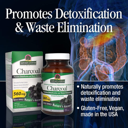 Nature's Answer Activated Charcoal, 90-Capsules, Vegan, Gluten & Alcohol-Free, Single Count