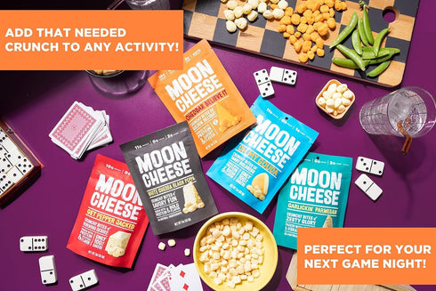 Pack, 100% 2 (Pack 3) Moon Cheese Variety Cheddar, Gouda & Pepper Jack, Crunchy, Protein-Rich Cheese Snack, Gluten
