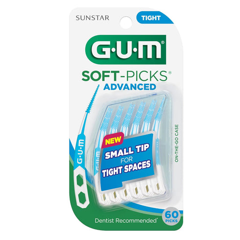 GUM Soft-Picks Advanced, Easy to Use Dental Picks for Teeth Cleaning, 60ct (3pk) with Carry Case