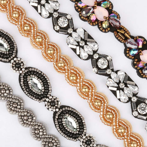 Teenitor Elastic Beaded Headbands, 5pcs Crystal Rhinestone for Women & Girls